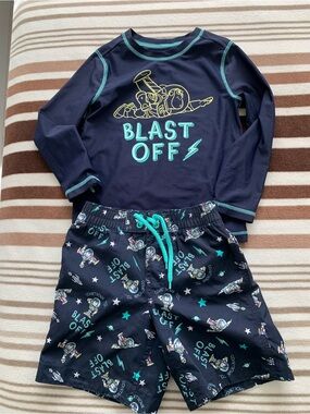 GAP Navy and Teal Pixar Baby Swim Set